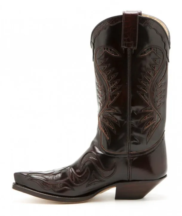 Sendra boots men's burgundy printed crocodile cowboy boots