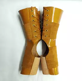 Short TAN Leather Aerial boots w/ Suede Grip