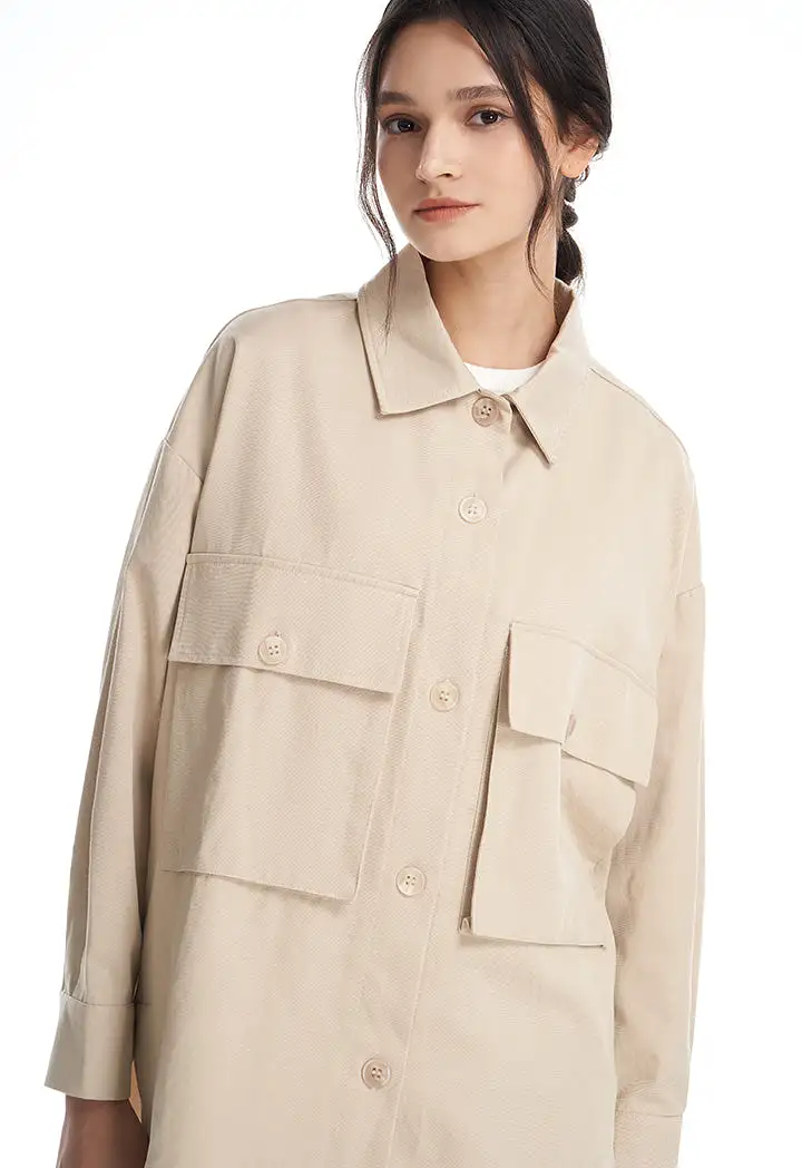 Solid Big Chest Pockets Jacket