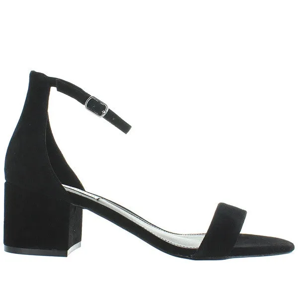 Steve Madden Irenee - Black Suede Mid-Heel Sandal