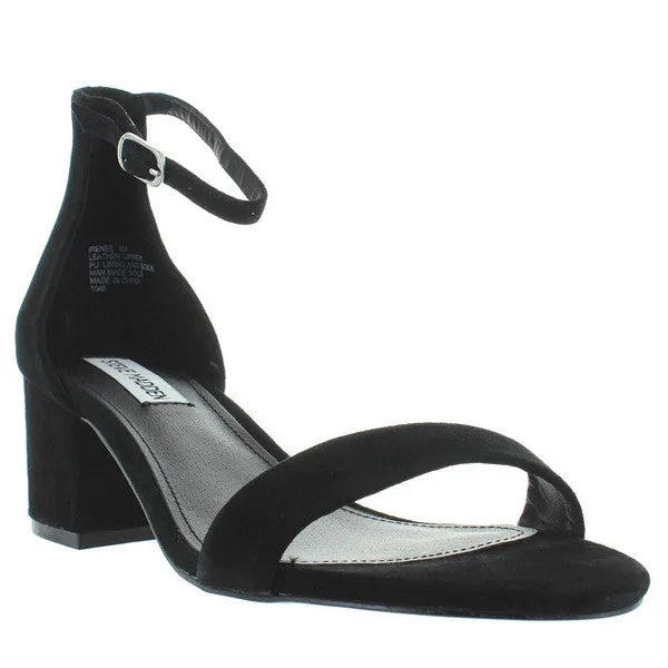 Steve Madden Irenee - Black Suede Mid-Heel Sandal