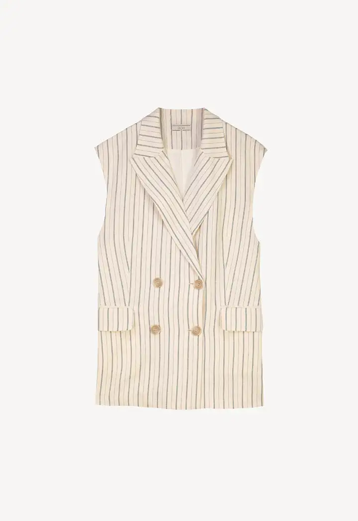 Striped Double Breast Vest Jacket