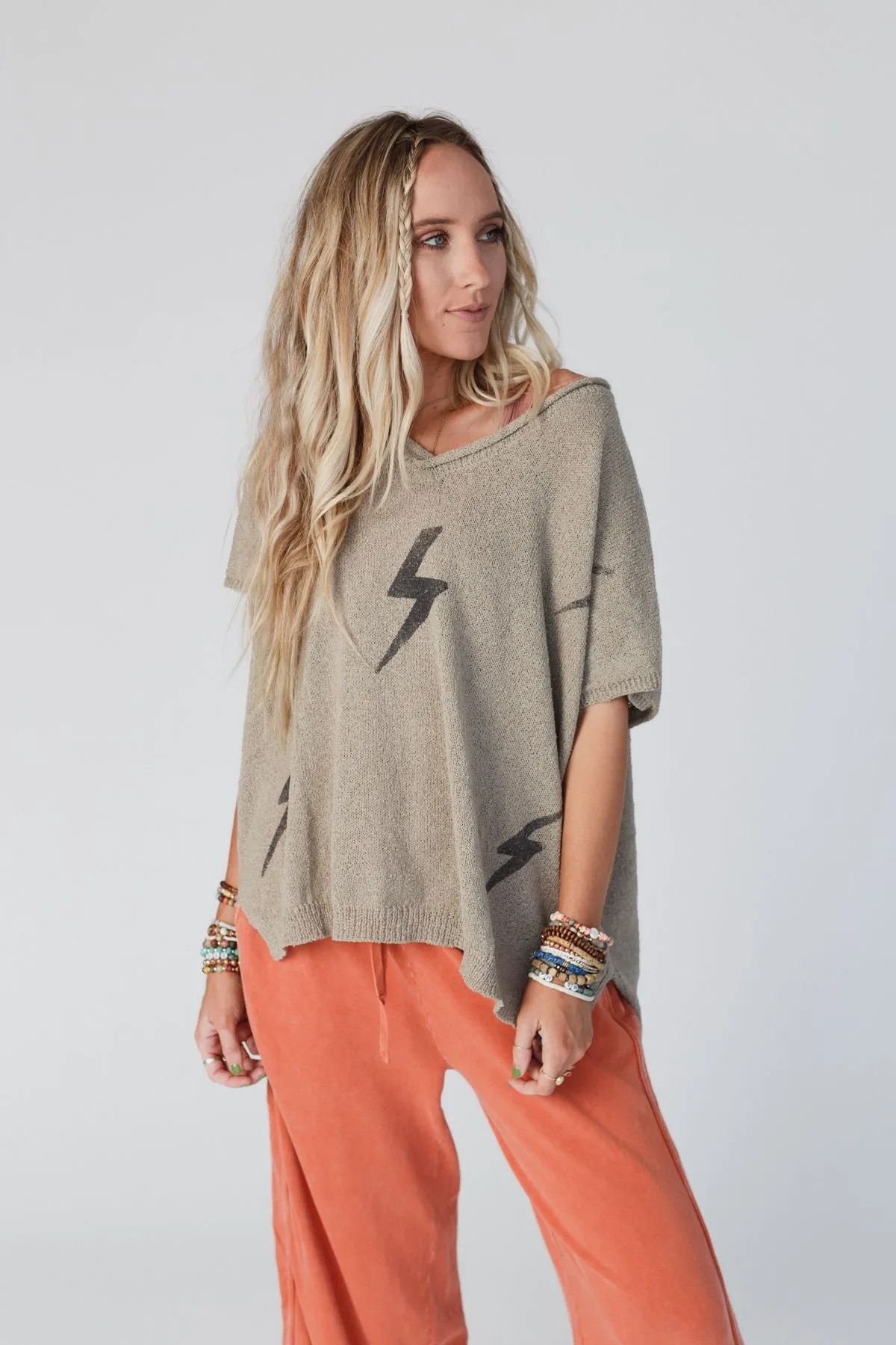 Struck By You Dolman Sleeve Sweater Top - Mocha