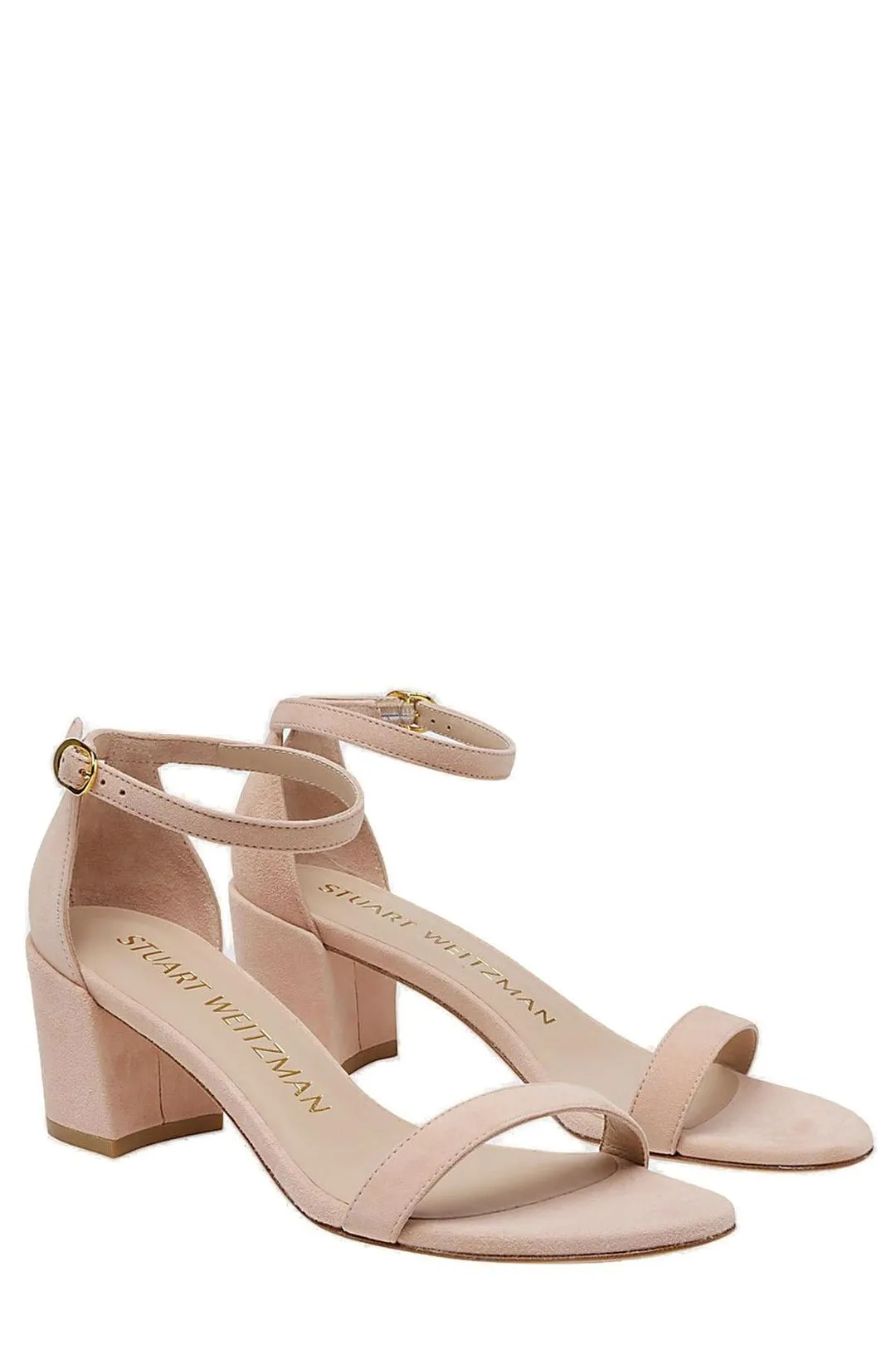 Stuart Weitzman Open Toe Mid Block Heel Sandals