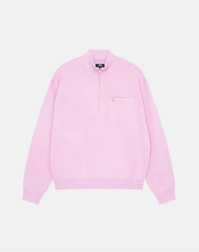 STUSSY  |[STUSSY]★HALF ZIP MOCK NECK SWEATER