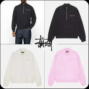 STUSSY  |[STUSSY]★HALF ZIP MOCK NECK SWEATER