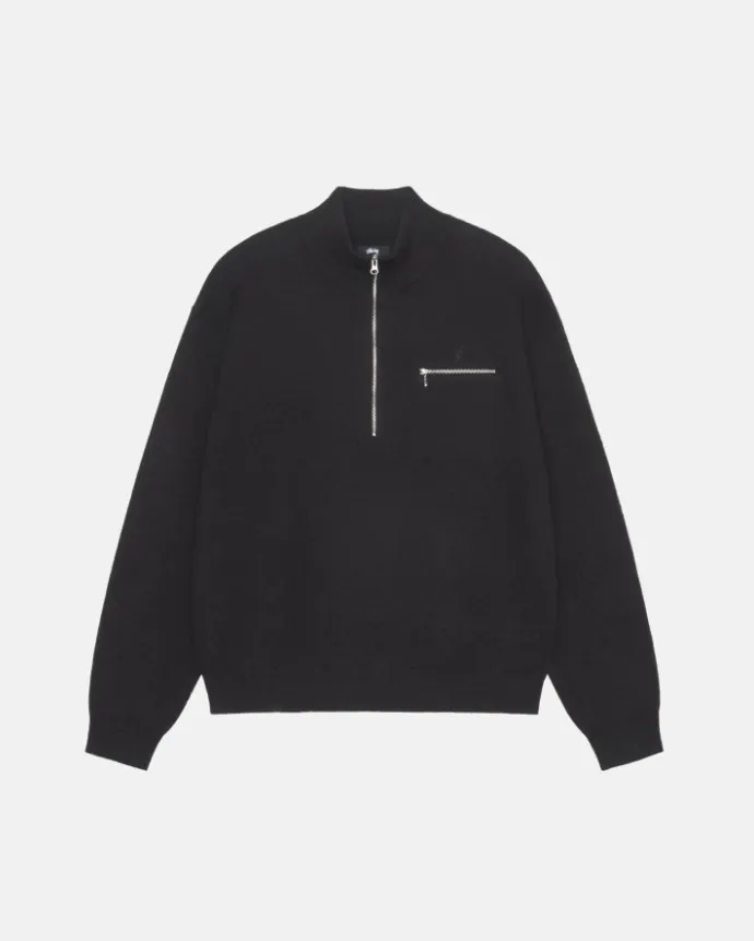 STUSSY  |[STUSSY]★HALF ZIP MOCK NECK SWEATER