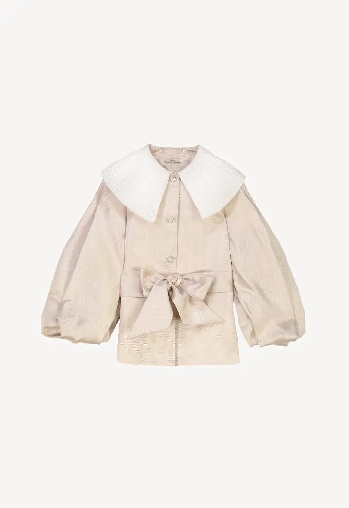 Textured Pleated Collar Jacket