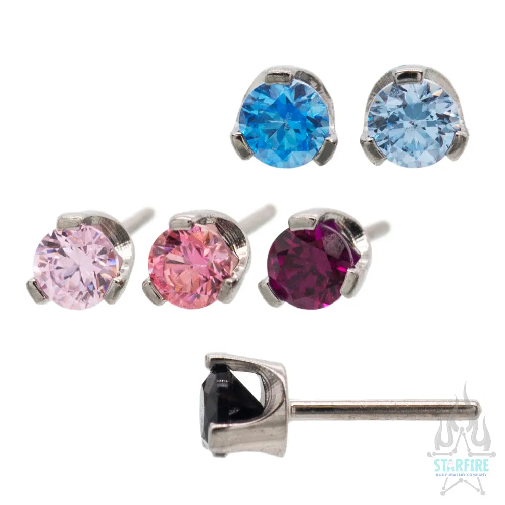 threadless: Flat Bottom 3 Prong-Set Faceted Gem End