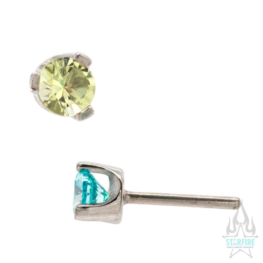 threadless: Flat Bottom 3 Prong-Set Faceted Gem End