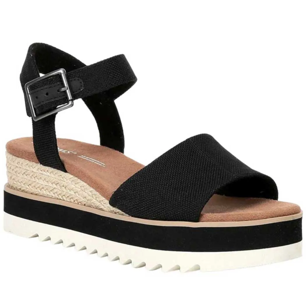 TOMS Shoes Diana Wedge Sandal Black (Women's)