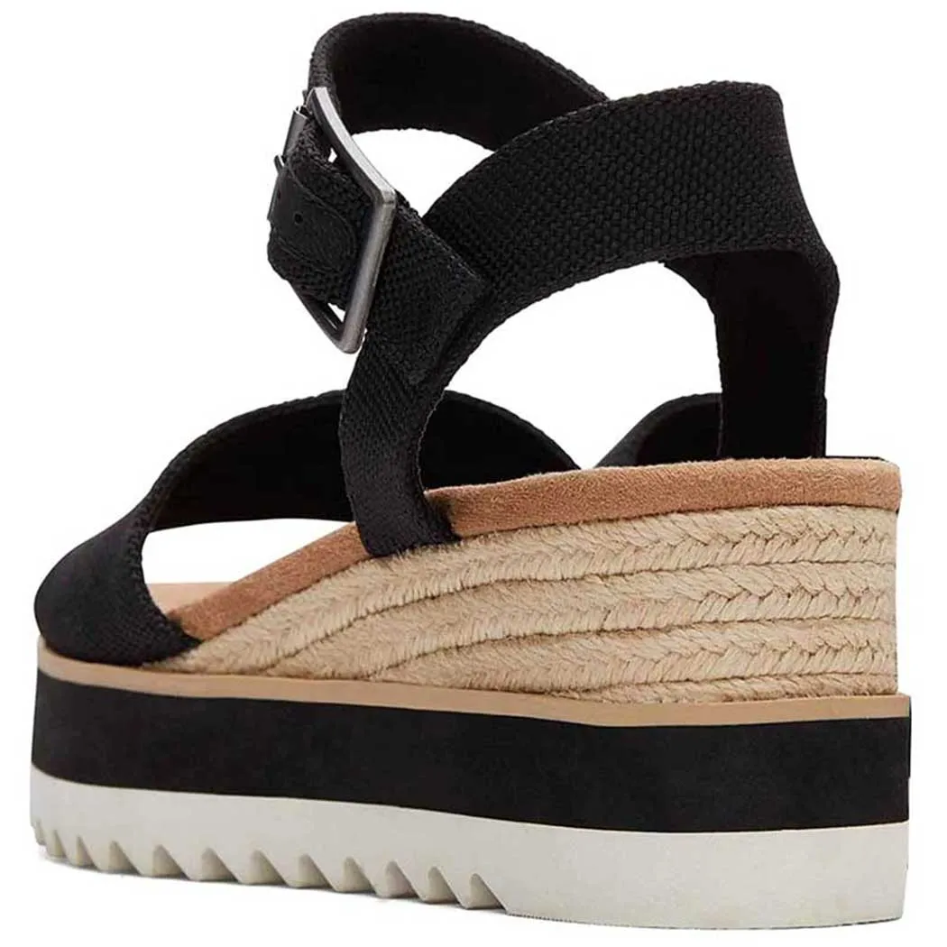 TOMS Shoes Diana Wedge Sandal Black (Women's)