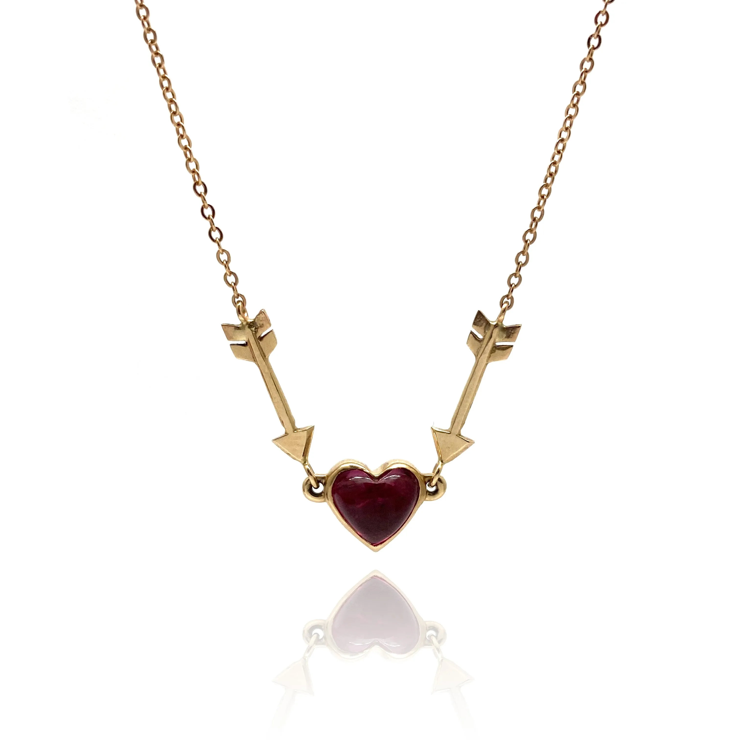 Tourmaline Heart and Arrows Necklace