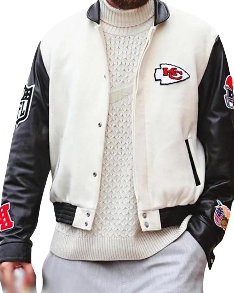 Travis Kelce Chiefs White Varsity Jacket - William Jacket