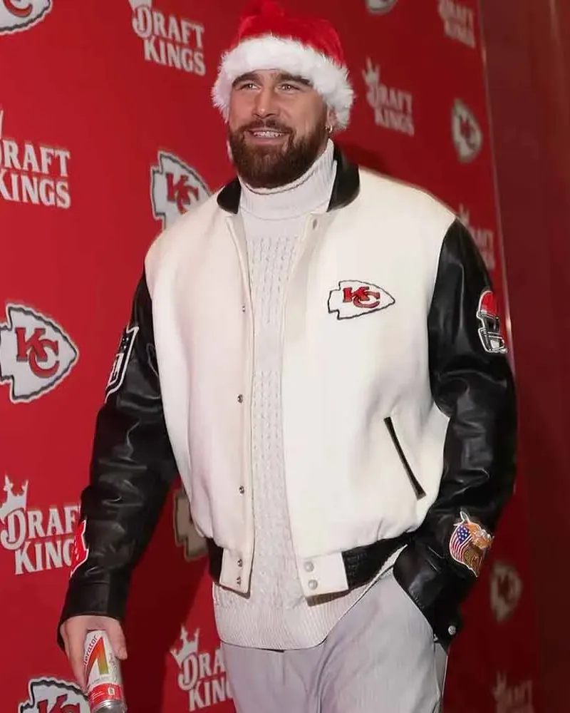 Travis Kelce Chiefs White Varsity Jacket - William Jacket