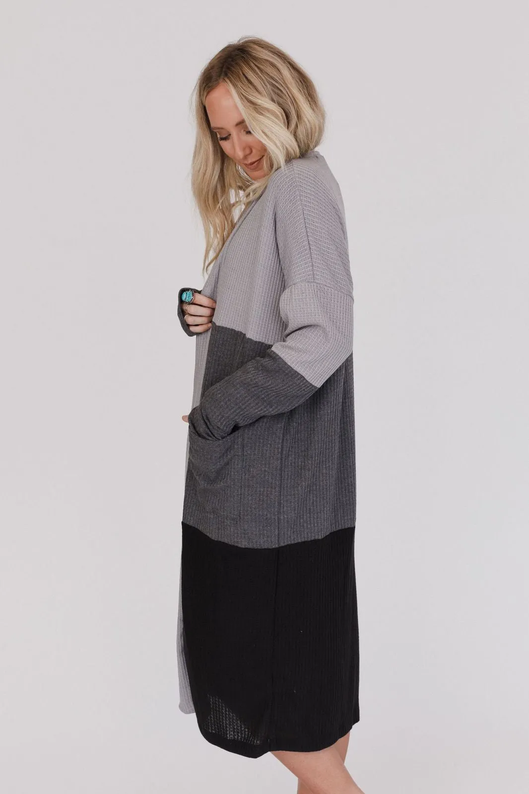 Triple Charm Cardigan - Heather Gray Charcoal Black