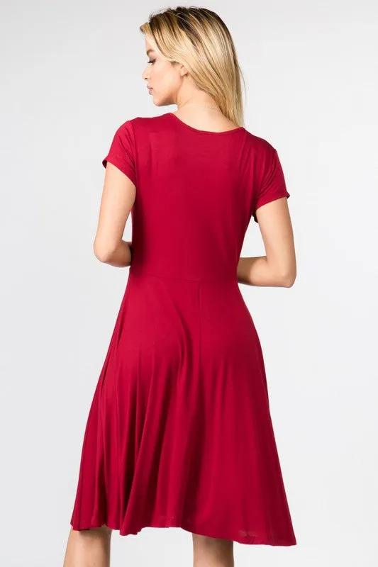 V-Neck Surplice Casual Swing Dress