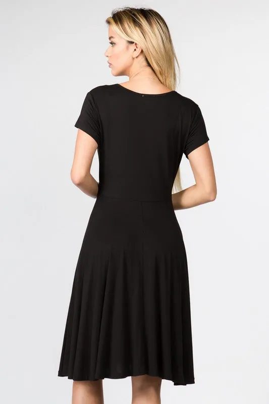 V-Neck Surplice Casual Swing Dress