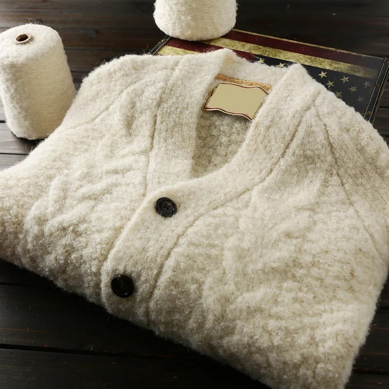 Warm Thickened wool cardigan men's knitted sweater jacket