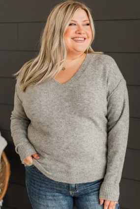 With All My Heart Knit Sweater- Heather Grey