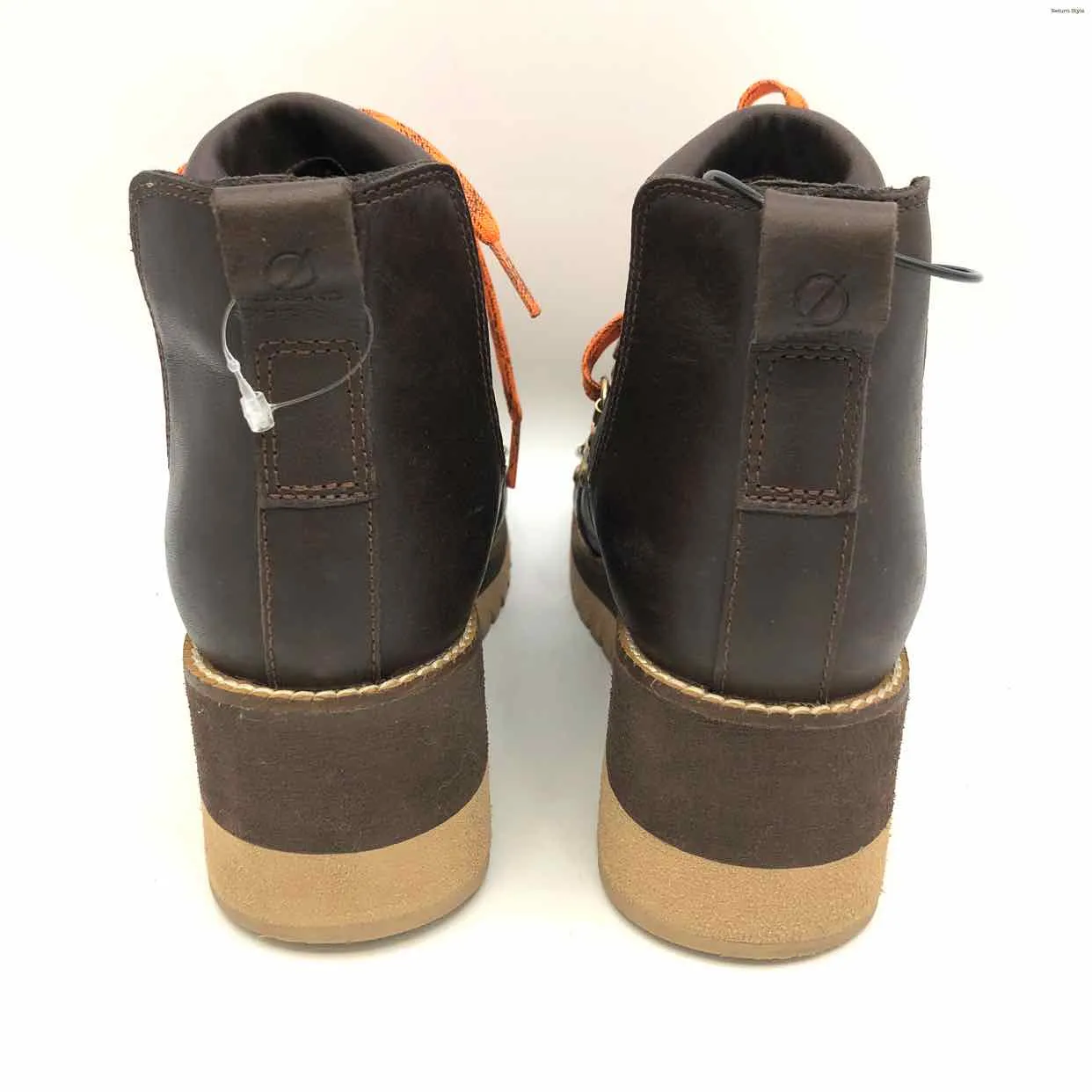 ZERO GRAND - COLE HAAN Brown Orange Leather Wedge Bootie Shoe Size 6 Boots